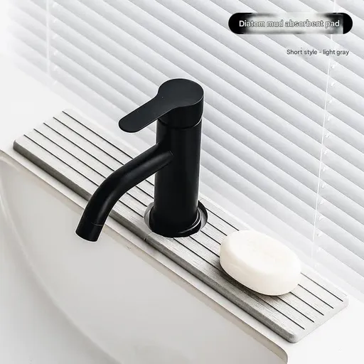 Diatom Mud Faucet Splash Guard & Absorbent Mat - Quick Dry, Non-Slip Sink Organizer(light grey)