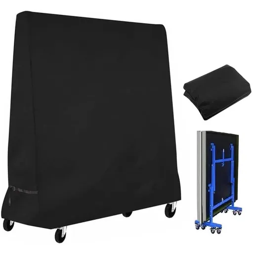 Heavy-Duty Foldable Ping Pong Table Dust Cover, Waterproof 210D Silver-Coated Oxford Fabric with UV Protection, Universal Fit for Upright Folded Table Tennis Tables, Indoor & Outdoor Storage, Black/Gray (Black)