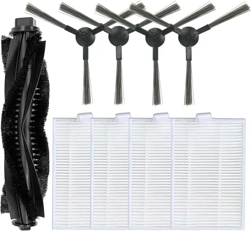 Accessories Kit or iHome AutoVac Eclipse iHRV1 / Eclipse G iHRV2 Robot Vacuum Replacement Parts, 1 Main Roller Brush, 4 Side Brush, 4 Hepa ilter
