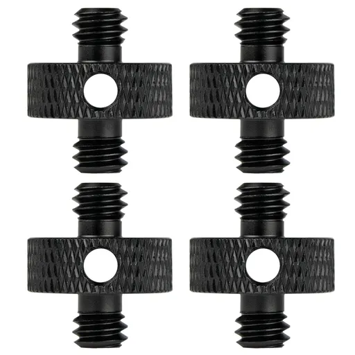 1/4 Male to 1/4 Male Tripod Threaded Screw Adapter with Hole Camera Mount Screw for Camera Tripod Mic Stand 4 Pcs (Black)