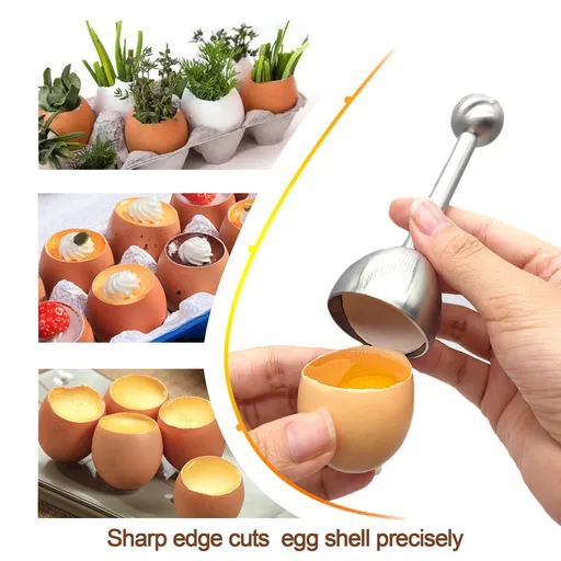 Steel Egg Cracker Topper Eggshell Cutter Egg Cracker Opener Shell Separator Remover Egg Cutting Tool for Hard Soft Boiled Eggs