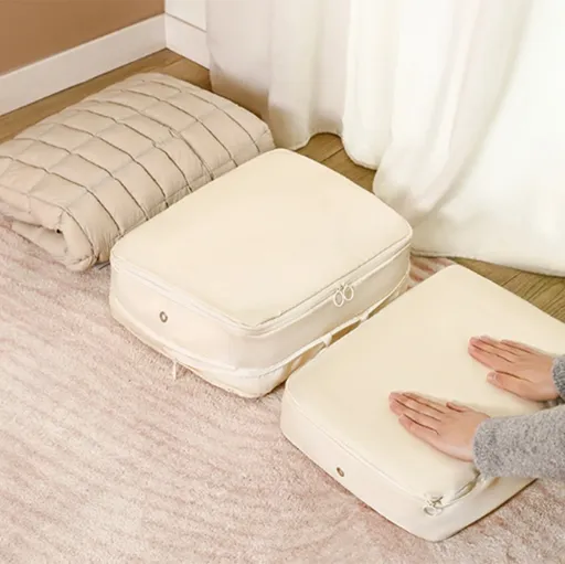 Ultra Space Saving Self Compression Organizer Bags, Comforter Storage Bag, Compression Bags for Storage, Large Moving Bags, Compression Organizer for Blankets,Comforter,Down Jacket 40x30x18cm/15.75x11.81x7.09in P-ink,Beige,Gray,Blue,Black