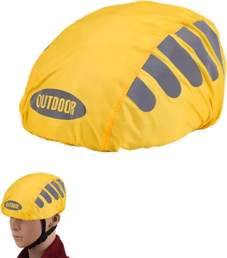 Reflective Bicycle Helmet Cover, Universal Fit, Wind and Water Resistant, Yellow