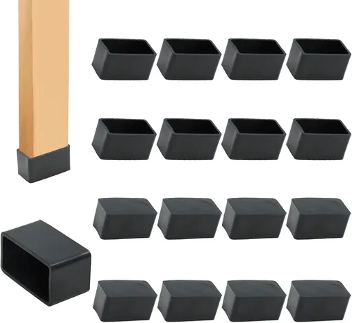 Rectangle Furniture Leg Caps, Anti Slip PVC Chair Foot Covers for Floor Protection and Noise Reduction, 12 Pack, 1.5 x 0.75 Inch