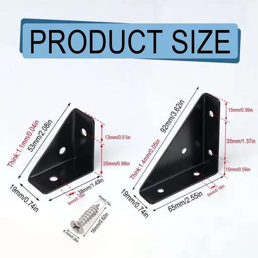 4-Pack White Metal Triangular Corner Brackets with 12 Screws, Sturdy Support Connectors for Shelving & Furniture
