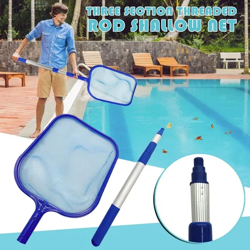 Retractable Pool Leaf Skimmer Net | 3-Section Aluminum Pole (44-105cm) | Fine Mesh for Leaves & Debris | Lightweight Design for Above Ground Pools, Ponds & Hot Tubs