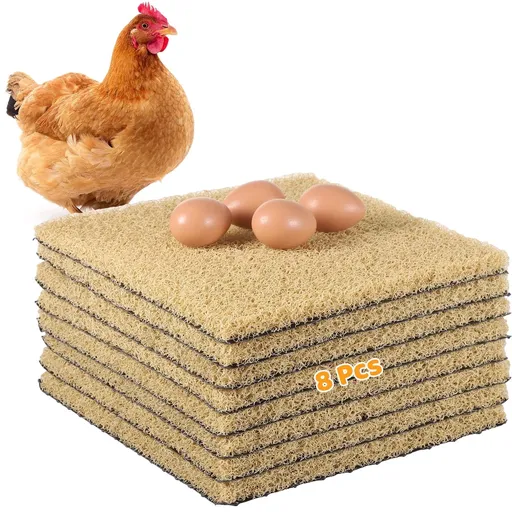 8PCS Chicken Nesting Pads, Washable Nesting Box Liners for Chicken Coop, Reusable Plastic Nest Box Pads with 4PCS Fake Wooden Eggs, Cuttable Chicken Laying Mats, 12×12×0.8