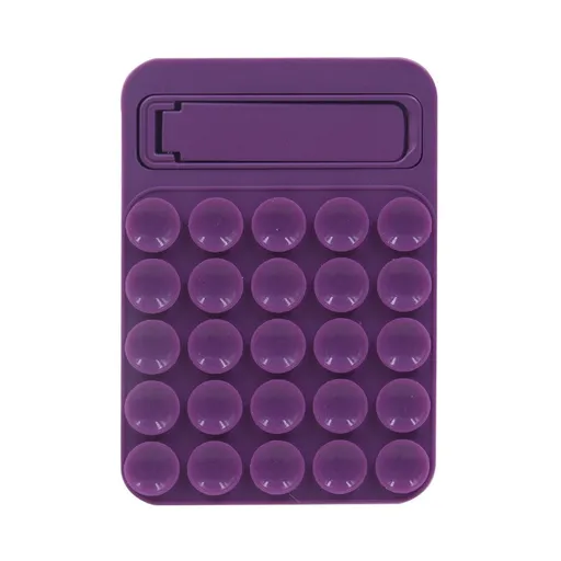 Purple 4 Pack Silicone Suction Phone Mount with Foldable Kickstand - Adhesive Sticky Grip Pad for Mirrors & Glass - 2-in-1 Hands-Free Holder for Content Creation