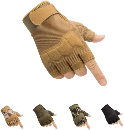 Tactical Fingerless Gloves with Knuckle Protection – Breathable Outdoor Gloves for Shooting, Hunting, Cycling, and Training (Yellow,L)