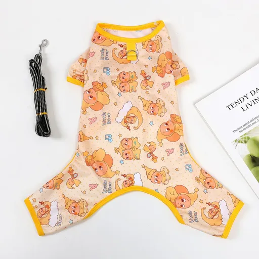 Pet Dog Summer Mesh Clothing Harry Kennel Four-legged clothing with traction buckle-yellow star plus 1.2 traction rope Xxl recommendations ( 7-8.5kg )