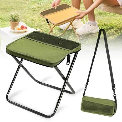 Portable Folding Stool for Hiking Camping and Fishing - Army Green L