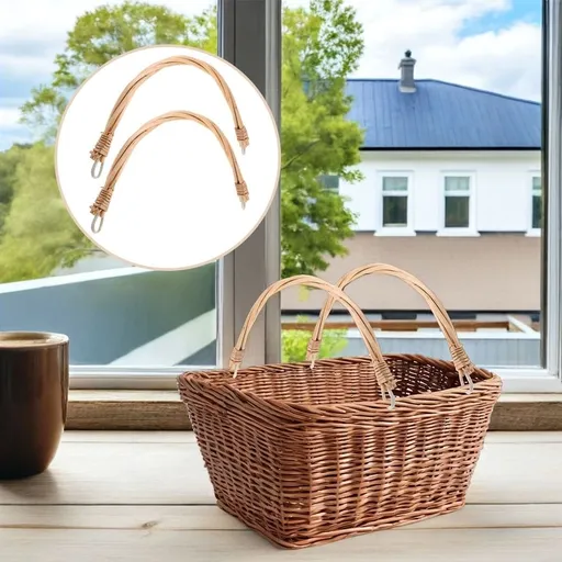 4-Pack Replacement Rattan Basket Handles with Comfortable Carry Grip for Picnic Baskets and Craft Projects