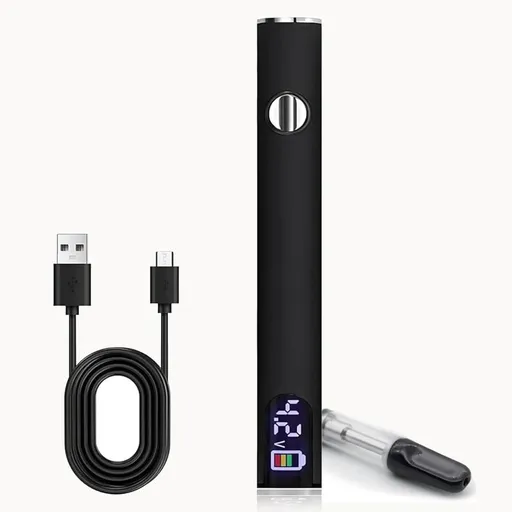 Rechargeable Thread Burner Kit Digital LCD Screen Displays for Intelligent Temperature Control Burning Pen with Three Settings of 2.7V, 3.7V and 4.2V,510 threaded battery - Black - Size 3.5in