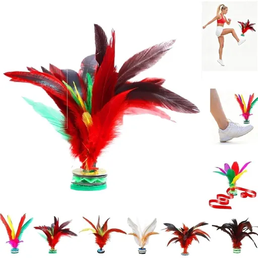 Chinese Footbag, Kick Shuttlecock Chinese Jianzi, 7.87' Real Feather Shuttlecock for Outdoor Exercise, Agility Training and Coordination Game for Adults