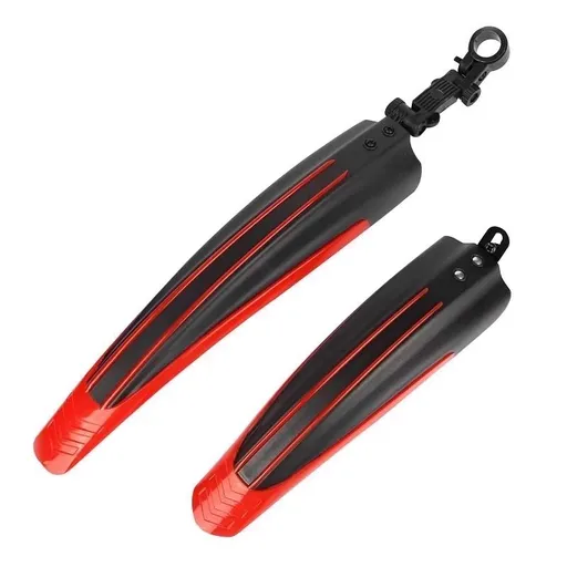Adjustable PVC Front and Rear Bike Mudguard Set for Mountain and Road Bicycles with 20-26 Inch Wheels, Red
