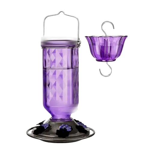 Glass Hummingbird Feeder for Outdoors Hanging – Leak Proof Base with Ant Moat and Bee Guard – 6 Feeding Ports Large Capacity (A3) Hummingbird Feeders