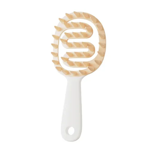 Scalp Massager Shampoo Brush for Hair Silicone Scalp Scrubber with Handle Curved Vented Scalp Scrubber Scalp Care Brush (White)