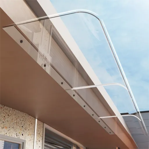 Bracket Free Transparent Window Rain Awning - 400 x 400mm Stackable Thickened Curved Canopy, Wall's Lower Edge Mounted Weather Cover for Window Door and Balcony