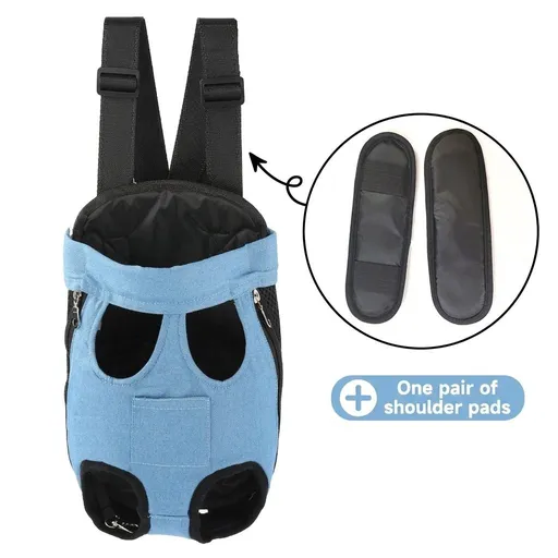 Portable Pet Front Chest Backpack for Small Dogs and Cats – Hands-Free Travel Carrier with Adjustable Straps, Breathable Mesh, and Padded Shoulder Pads for Comfortable Outdoor Adventures (L, SkyBlue)