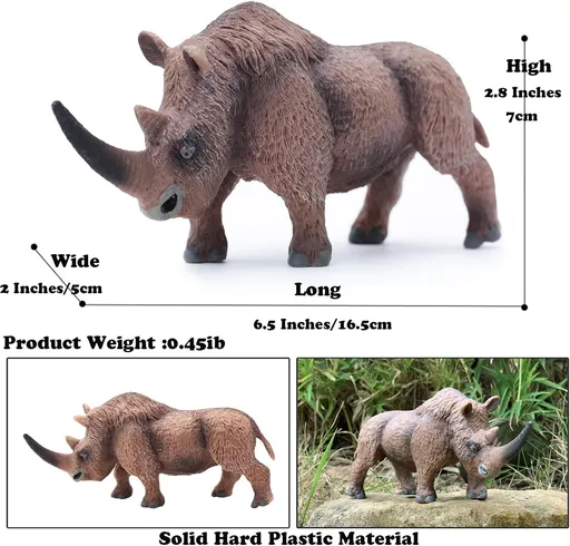 Ancient Creatures Rhino Animal, Woolly Rhinoceros Animal Toys, Educational Props Party Like Cake Toppers Decorative Toys