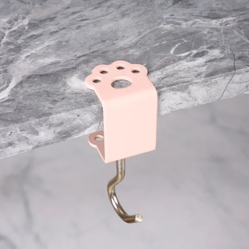 Macaron Paw Table Side Hook 2-Piece Set Adjustable Desk Hanging Clamp No-Drill Portable Bag Hook Light Pink