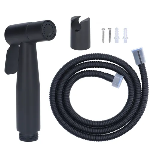 Bidet Sprayer Stainless Steel G1/2 Adjustable Water Pressure Portable Space Saving Easy Installation Handheld Bidet SprayerMatte Black