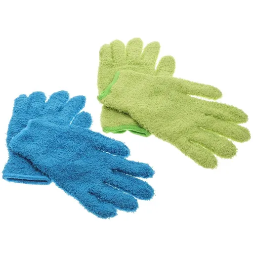 Coral Fleece Dusting Gloves, Assorted Colors, Natural Static Charge, Home Use, 4Pcs