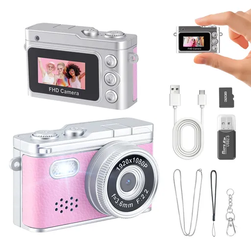 Mini Keychain Camera,Y2k Retro Keychain Digital Camera for Teens&Women,1080P Small Pocket Camcorder,Portable Video Recorder for Travel&Concert&Vlog&Gifts(Pink)
