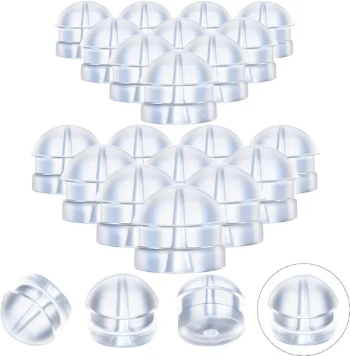 100 Pieces Clear Earring Backs Hamburger Shaped Saety Backs Secure Locking Silicone Earring Backs Stopper or Jewelry Accessories Supplies, 2 Sizes