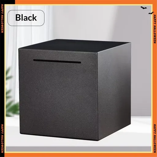 Bank for Adults, Stainless Steel Password Reusable Safe Bank, Metal Money Saving Box with Combination Lock for Cash Saving (Black, 5.9 inch)