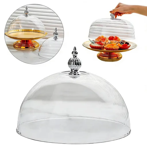 Clear Cake Dome Cover 7.7 inch, Plastic Round Cake Stand Cover, Heat-Resistant Food Cloche, BPA-Free Cake Display Cloche for Food