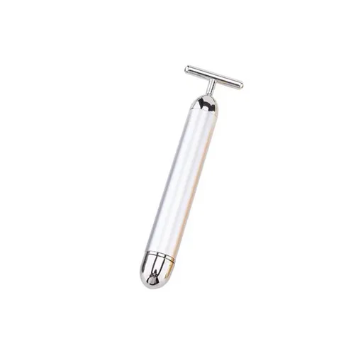 Sliver Electric T-Shape Facial Massage Bar Waterproof Gold Tone Beauty Roller for Daily Skincare and High Frequency Vibration