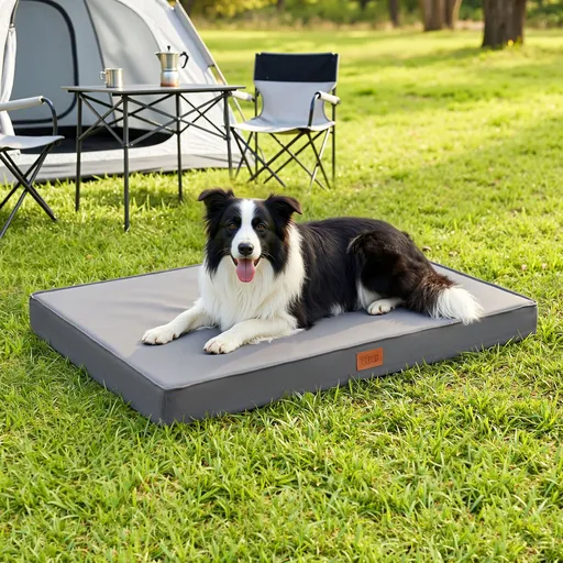 i.Pet Dog Bed Large Water-resistant Egg Crate Foam Orthopedic Pet Mat Grey
