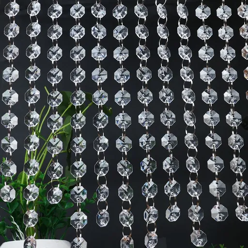 Crystal Beaded Curtain Door Beads Clear Acrylic Beads Hanging Room Divider Crystal Iridescent Diamond Cut Curtain Doorway Curtain