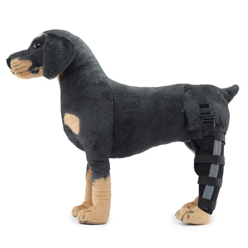 Dog Hind Left Leg Brace for Surgery Recovery, Puppy Rear Leg Protector with Stable Support, Prevents Licking Chewing Wounds, Aids Post-Op Recovery - Black - Size M