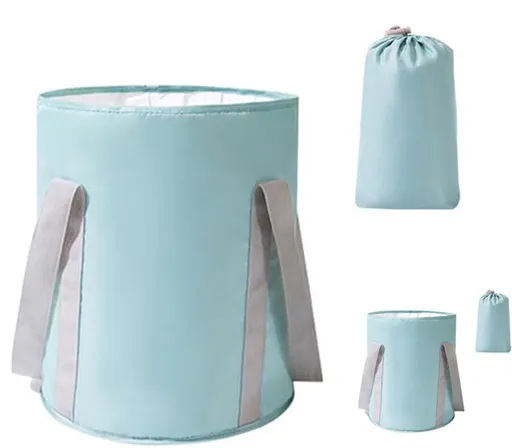2 Pack Collapsible Foot Soak Buckets, Deep Foot Bath Basins With Non Slip Bottom And Water Level Marks, Light Blue, 36 x 30 cm