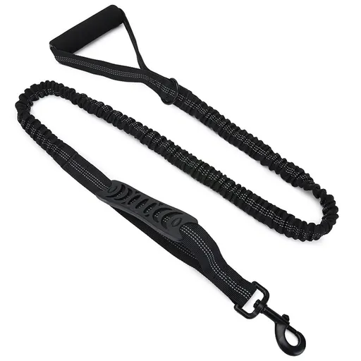 Highly Reflective Heavy Duty Elastic Bungee Medium and Large Dog Leash Shock Absorbing with Comfortable Padded Handle and Traffic Handle Suitable for Training