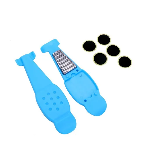 Bicycle Tire Puncture Repair Kit Bicycle Tire Repair Kit Tyre PatchesLevers Rasp Tool - Blue