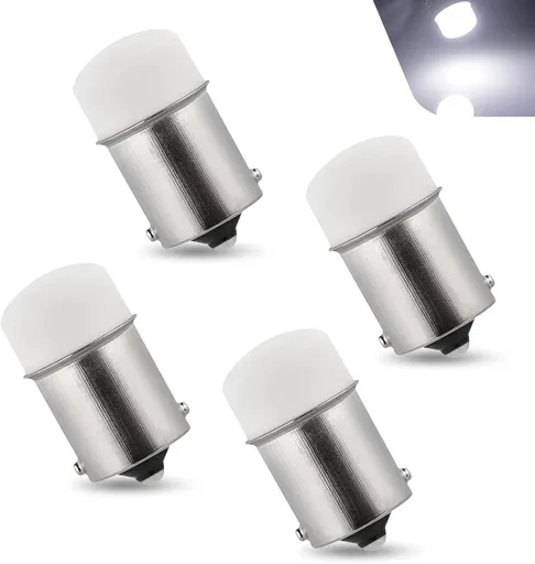 4 PCS Car 1156 LED Turn Signal Lights, BA15S 1141 3156 P21W 3014-9SMD Single-contact Bulb, High-brightness Anti-vibration Bulb, Plug and Play Replacement for Car RV Camper (White)