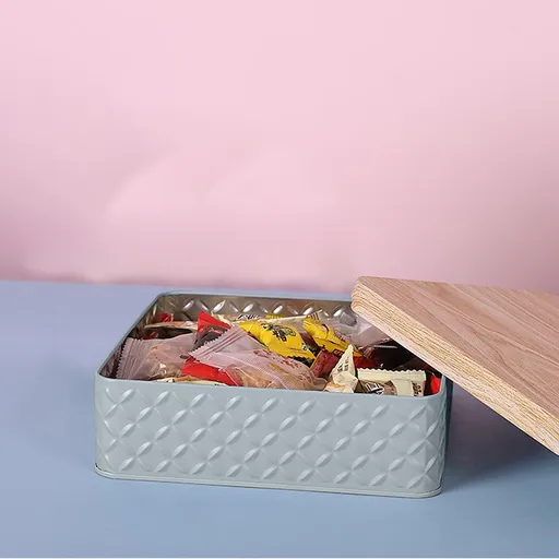 Cake Tins with Lids, Decorative Metal Cookie Snack Jars, Iron Packaging Box, Holiday Parties Reusable Food Storage Containers, Storage Box, for Cookies Candy Chocolate Packaging Blue