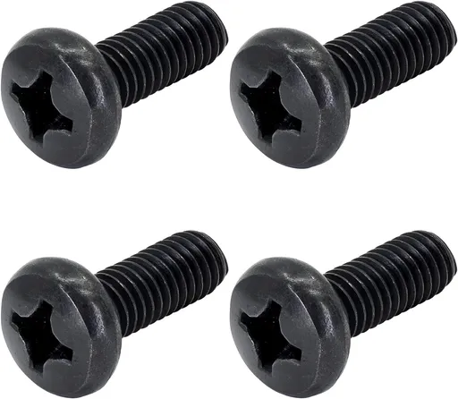 Black License Plate Screws for Lexus, Toyota, and Honda, Phillips Machine Pan Head 18-8, Stainless Steel, M6-1.0 x 16 mm Bolt (Pack of 4)