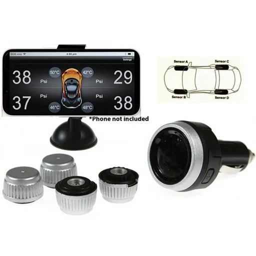 Gator DIY BT Wireless Car Tyre Pressure Monitor Monitoring System App Control TPM iOS