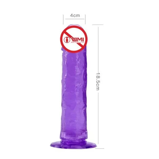 House Of Dasein Colourful Realistic Jelly Dildo Deep Throat Training Suction Cup Base - Purple - 18.5Cm