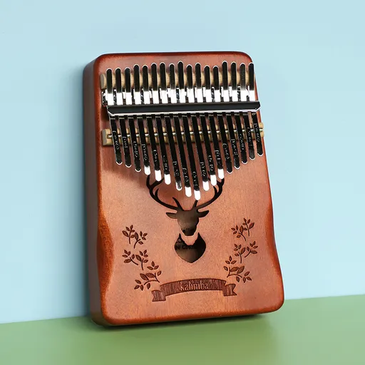 Retro forest deer 17 Key Kalimba Thumb Piano Solid Wood Portable Finger Piano for Beginners and Music Lovers Includes Tuning Kit and Bag for Australian Lifestyle(Hand care style)