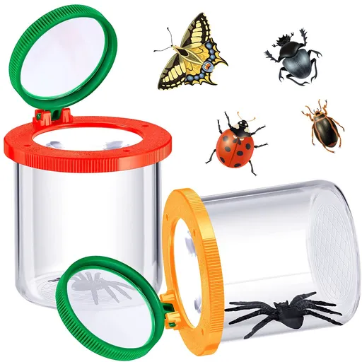 2 Pieces Magnifying Insect Box Insert Bug Viewer Bug Magnifier Container Critter Insect Cage Bug Jar for Kids Children Science