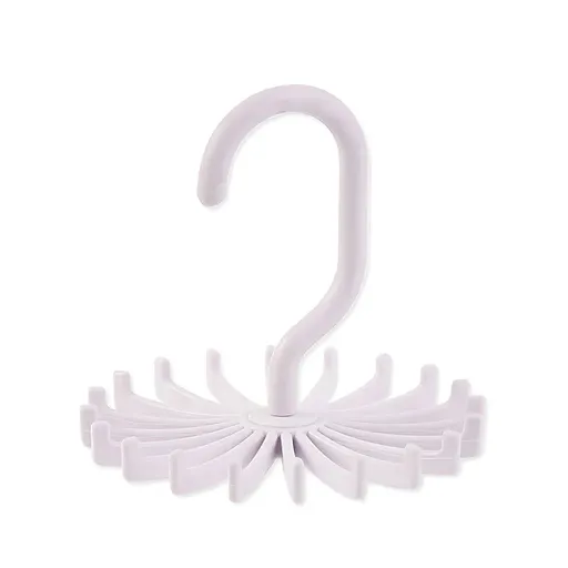 Plastic Mini 360 Degree Rotating Tie Hanger Closet Organizer Space Saving Tool - White