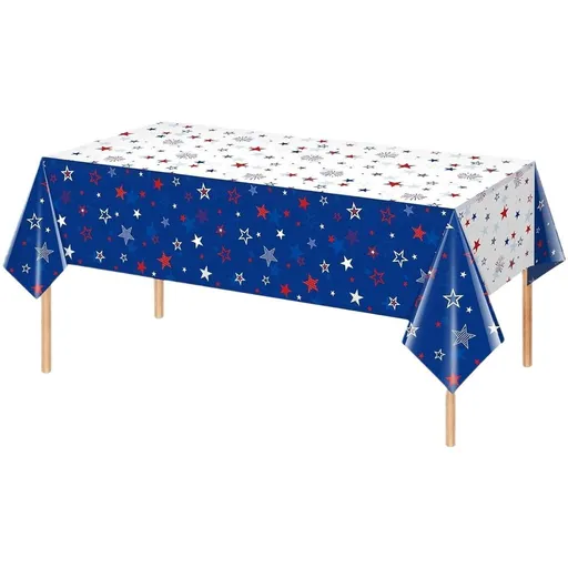 American Flag Tablecloth for 4th of July - Patriotic Themed Party Supplies, Waterproof Table Cover with Stars & Stripes, Memorial Day Independence Day BBQ Decorations