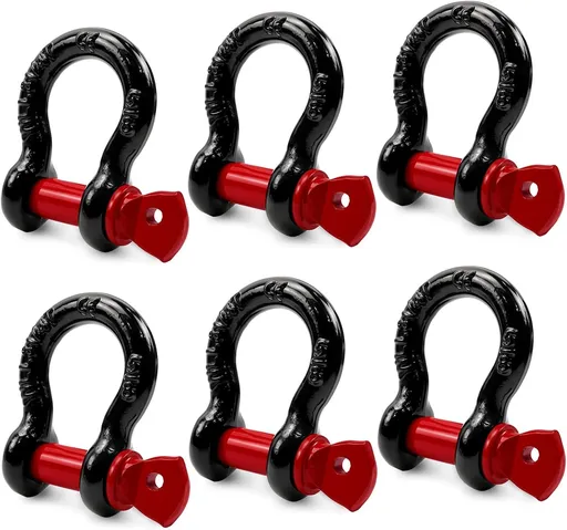 6 Pack 5/8" D Ring Shackles for Rigging, 3.25 Ton /7165 Lbs Capacity Shackles with 3/4" Pin for Tow Strap Winch Off Road Vehicle Recovery, Heavy Duty