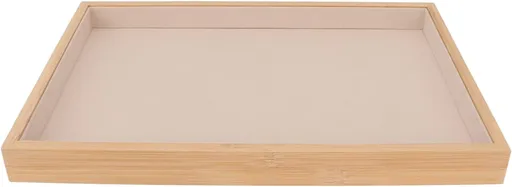 Velvet Stackable Jewelry Tray, Wood Flat Organizer Tray Drawer for Necklace Bracelet Ring Showcase Display(Beige)