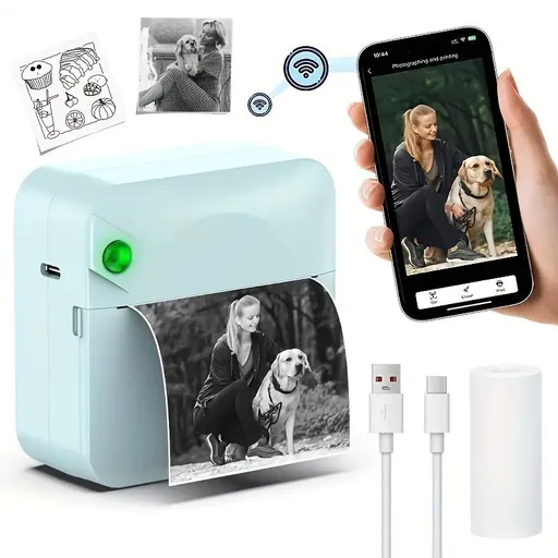 Portable Photo Printer Wireless Photo Printer Smartphone Photo Printer Compact - Blue - Size 01